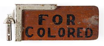 (CIVIL RIGHTS--SEGREGATION.) For Colored / For Whites sign for a segregated bus or trolley.